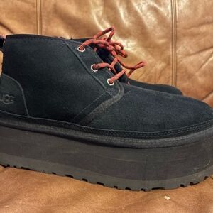 UGG Women's Black Platform Shoes with Red Laces